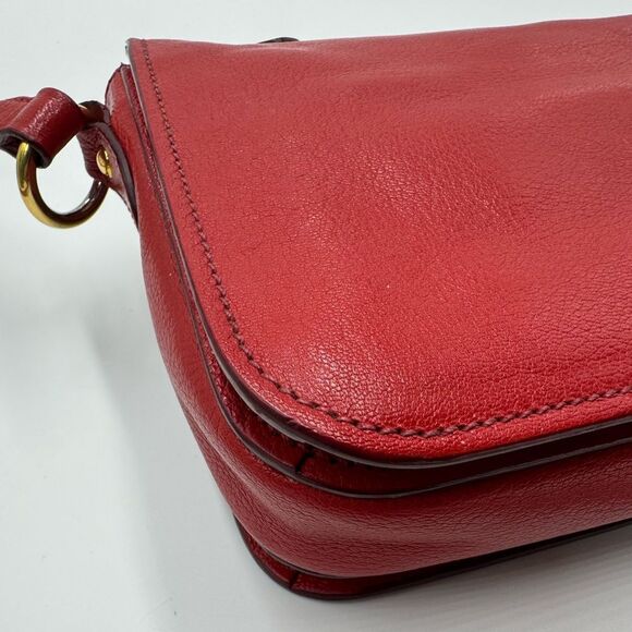 Auth Miu Miu Top Handle Red Leather 2way Crossbody Madras Handbag Preloved Purse - Picture 9 of 16